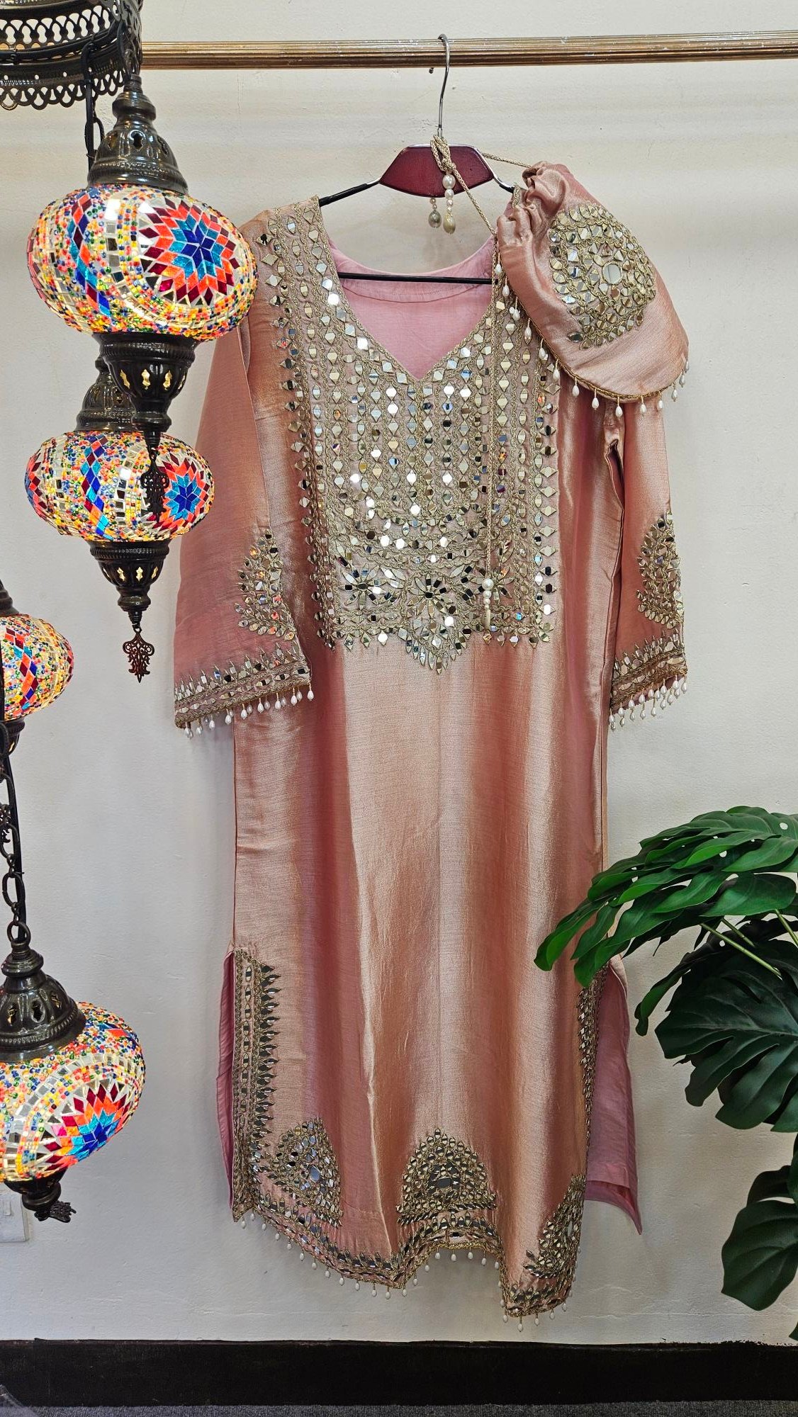 Designer Mirror Work Long Dress - Image 2