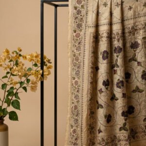 Russian Silk Sari with All-Over Hand-Needle Kantha Stitch