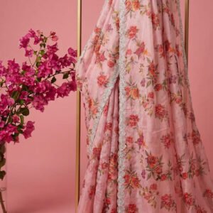 Floral Bloom Soft Organza Sari with Artisan Handwork