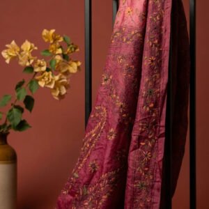 Russian Silk Sari with All-Over Hand-Needle Kantha Stitch
