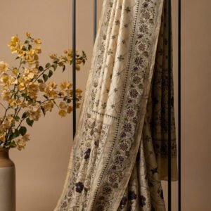 Russian Silk Sari with All-Over Hand-Needle Kantha Stitch
