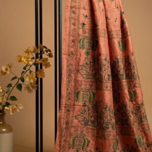 Russian Silk Sari with All-Over Hand-Needle Kantha Stitch