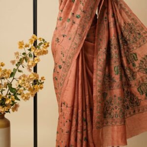 Russian Silk Sari with All-Over Hand-Needle Kantha Stitch