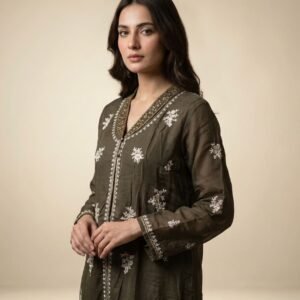 Pure Soft Muslin Embroidered Boutique Dress