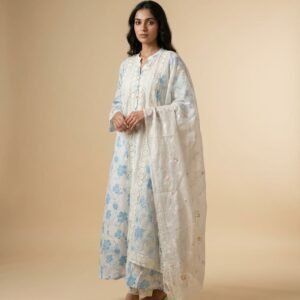 Pure Mal Mal Cotton Straight Lucknowi Embroidery Anarkali