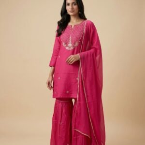 Pure Mal Mal Cotton Silk Sharara Set