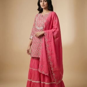 Pure Mal Mal Cotton Sharara Set