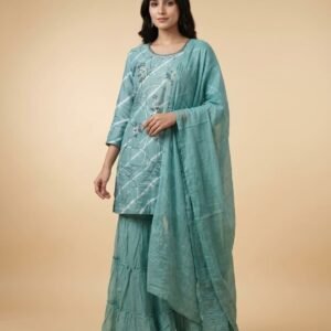 Pure Mal Mal Cotton Silk Sharara Set