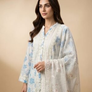 Pure Mal Mal Cotton Straight Lucknowi Embroidery Anarkali