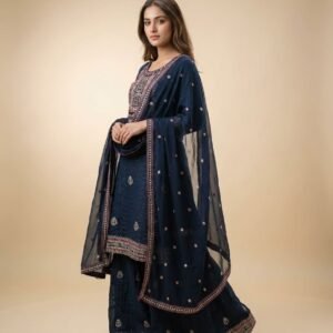 Mal Mal Cotton Silk Chikankari Sharara