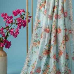 Floral Bloom Soft Organza Sari with Artisan Handwork