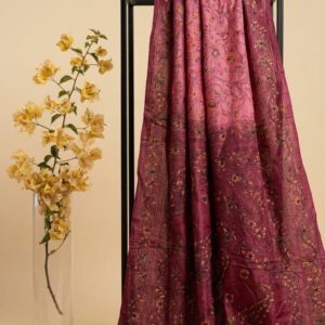 Russian Silk Sari with All-Over Hand-Needle Kantha Stitch