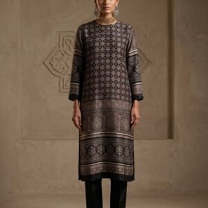 Natural Ajrakh Hand-Dyed Gajji Silk Kurti