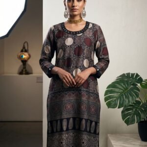 Natural Ajrakh Hand-Dyed Gajji Silk Kurti