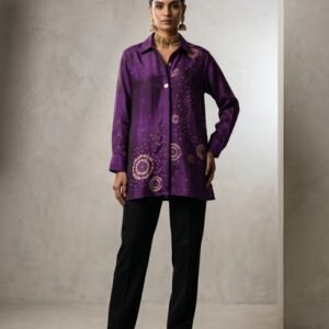 Pure Bandhani Crepe Silk Shirt