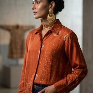 Pure Bandhani Crepe Silk Shirt