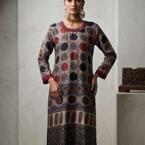 Natural Ajrakh Hand-Dyed Gajji Silk Kurti