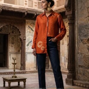 Pure Bandhani Crepe Silk Shirt