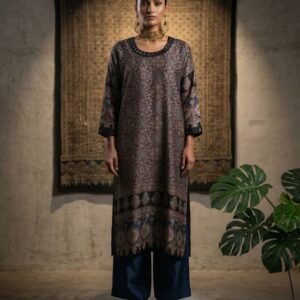 Natural Ajrakh Hand-Dyed Gajji Silk Kurti