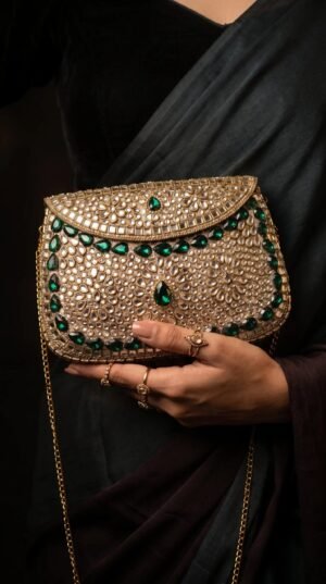 Luxury Kundan Clutch | Embellished Bag