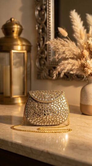 Luxury Kundan Clutch | Mini Embellished Minaudière Bag