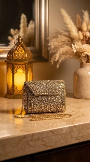 Luxury Kundan Clutch | Mini Embellished Minaudière Bag