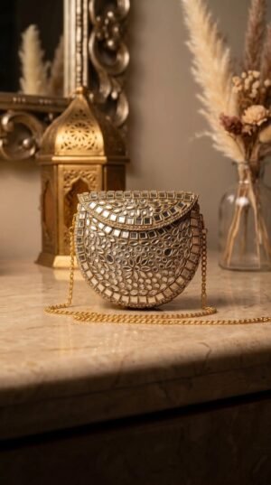 Luxury Kundan Clutch | Mini Embellished Minaudière Bag