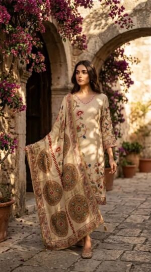 Kalamkari Crepe Silk Stitched Dress