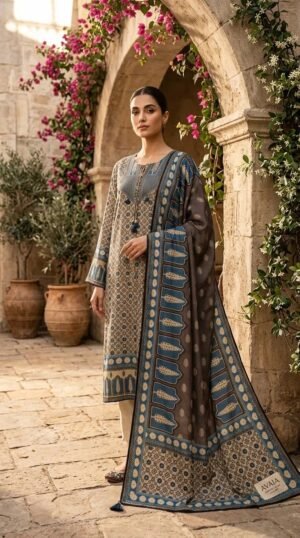 Ajrakh Mul Mul Silk Stitched Dress