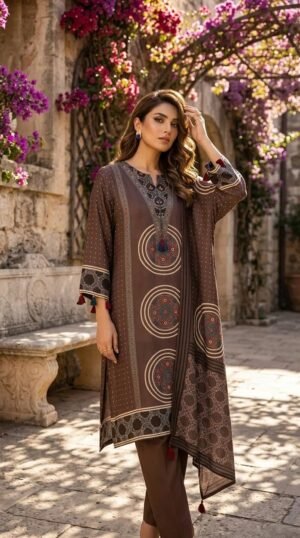 Ajrakh Mul Mul Silk Stitched Dress