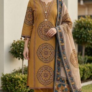 Ajrakh Mul Mul Silk Stitched Dress