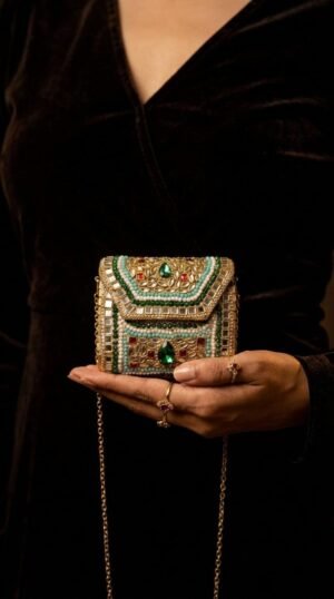 Luxury Kundan Clutch | Mini Embellished Minaudière Bag