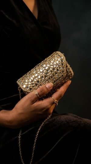 Luxury Kundan Clutch | Mini Embellished Minaudière Bag