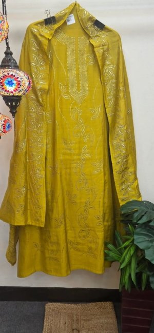 Pure Mul Chanderi Pitta Work Dress