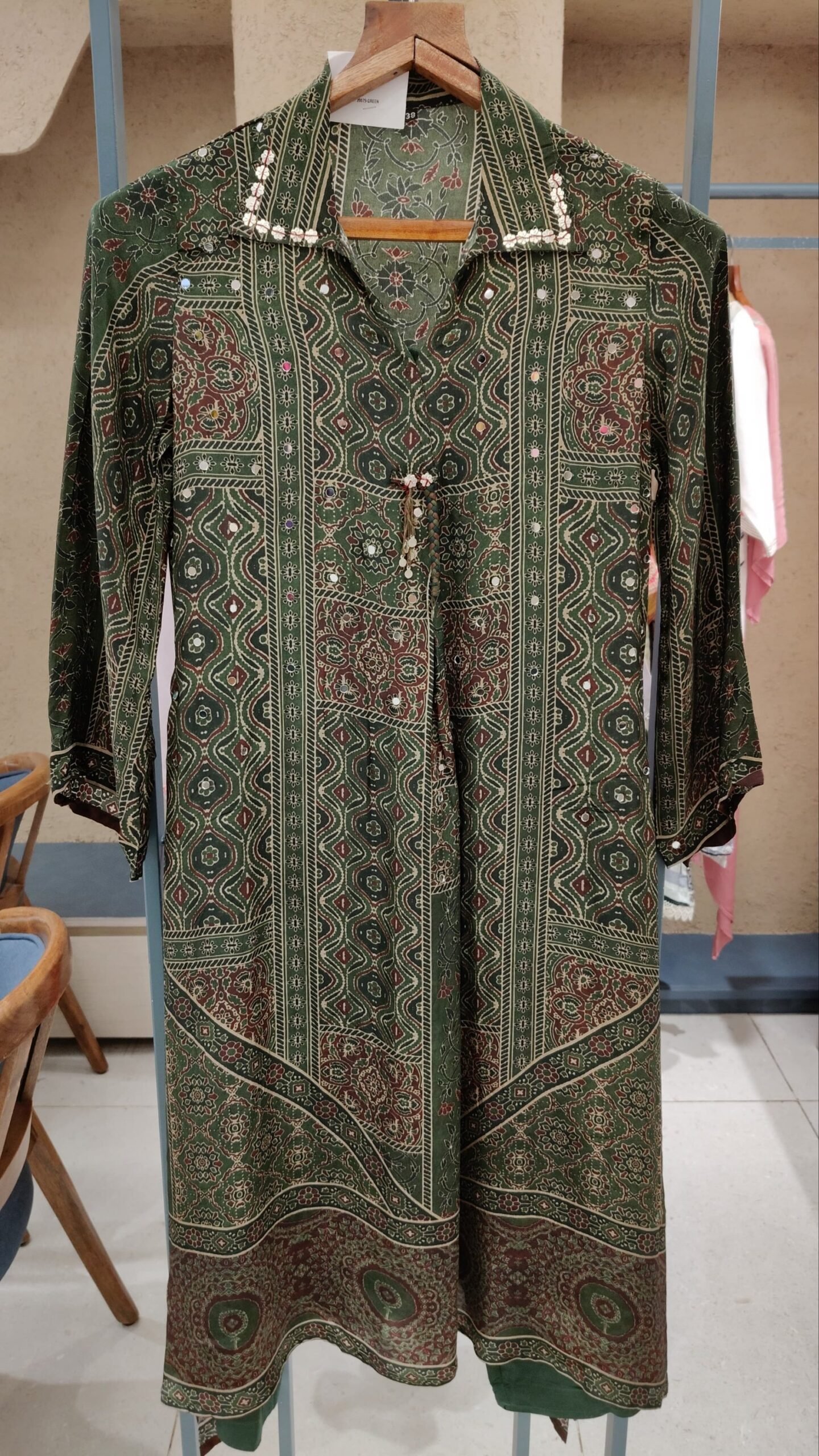 Ajrakh Crepe Silk Stitched Co-Ords Set