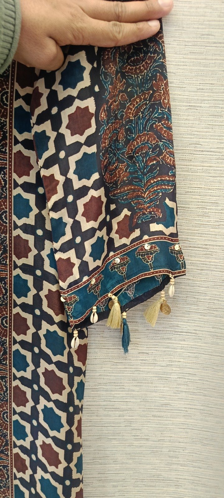 Ajrakh Crepe Silk Stitched Co-Ords Set - Image 3