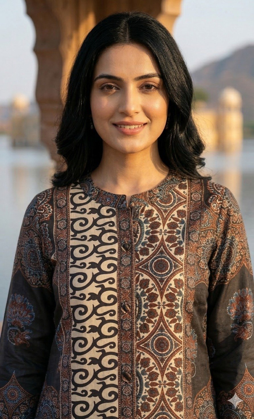 Ajrakh Crepe Silk Stitched Co-Ords Set - Image 3