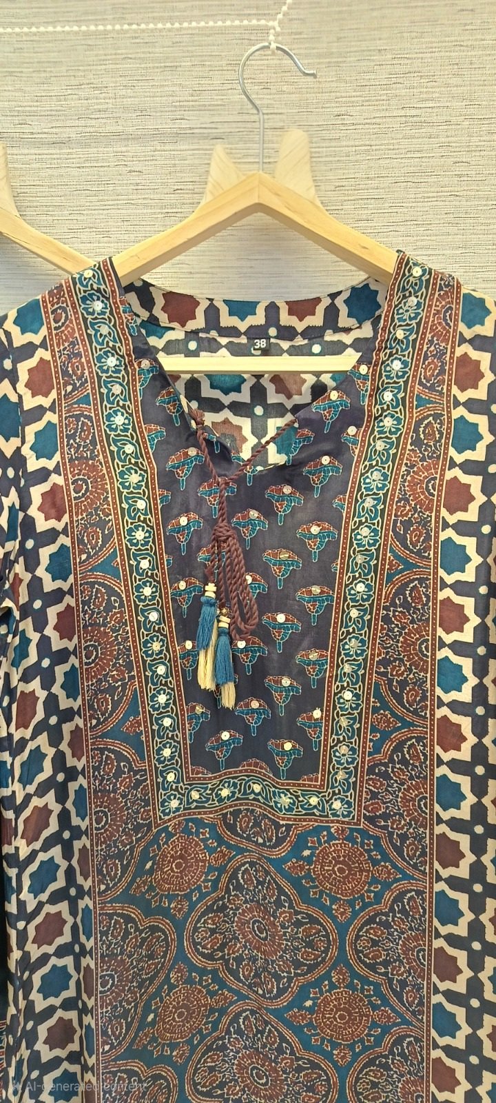 Ajrakh Crepe Silk Stitched Co-Ords Set - Image 2