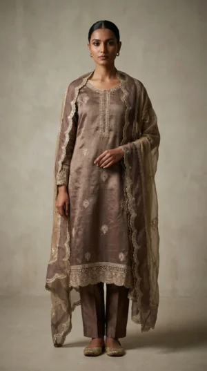 Pure Glass Simar Swarovski Stone Work Boutique Dress
