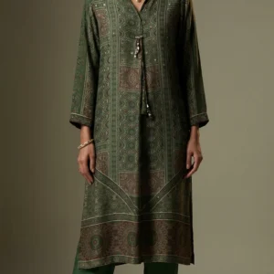 Ajrakh Crepe Silk Stitched Co-Ords Set