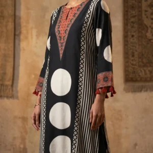 Ajrakh Mul Mul Silk Stitched Co Ords Set