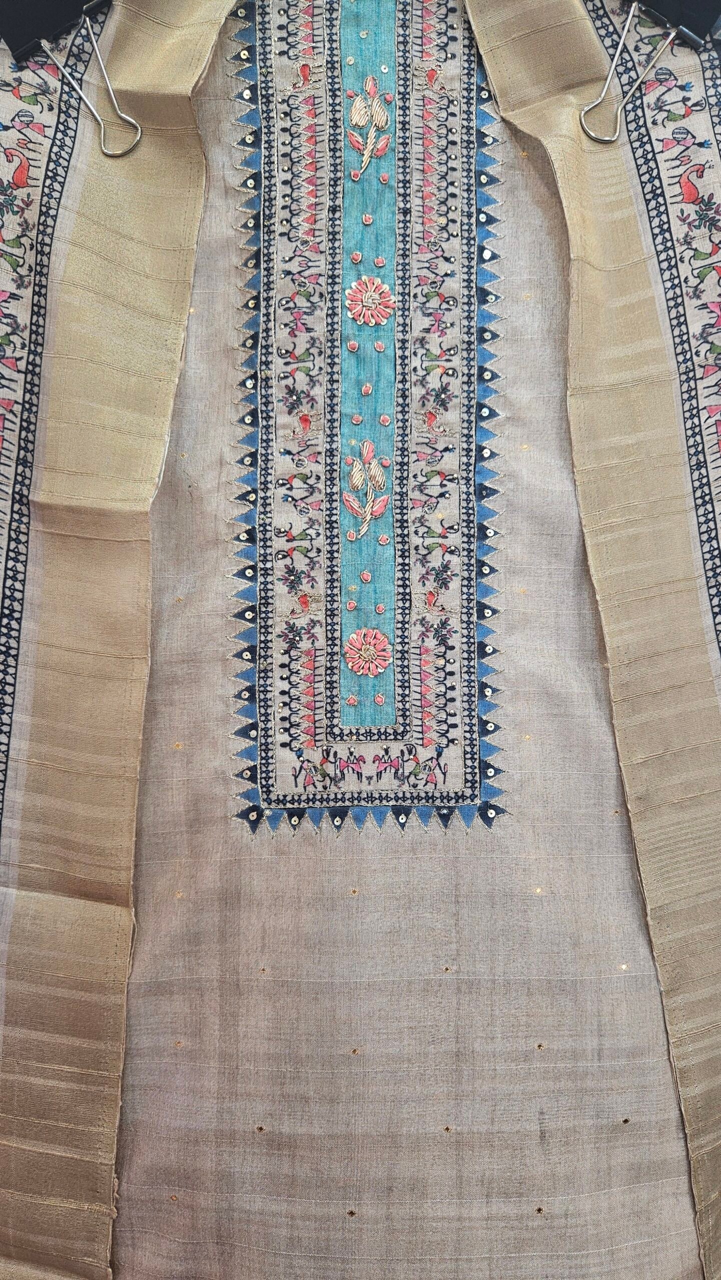 Designer Tussar Silk Dress - Image 2