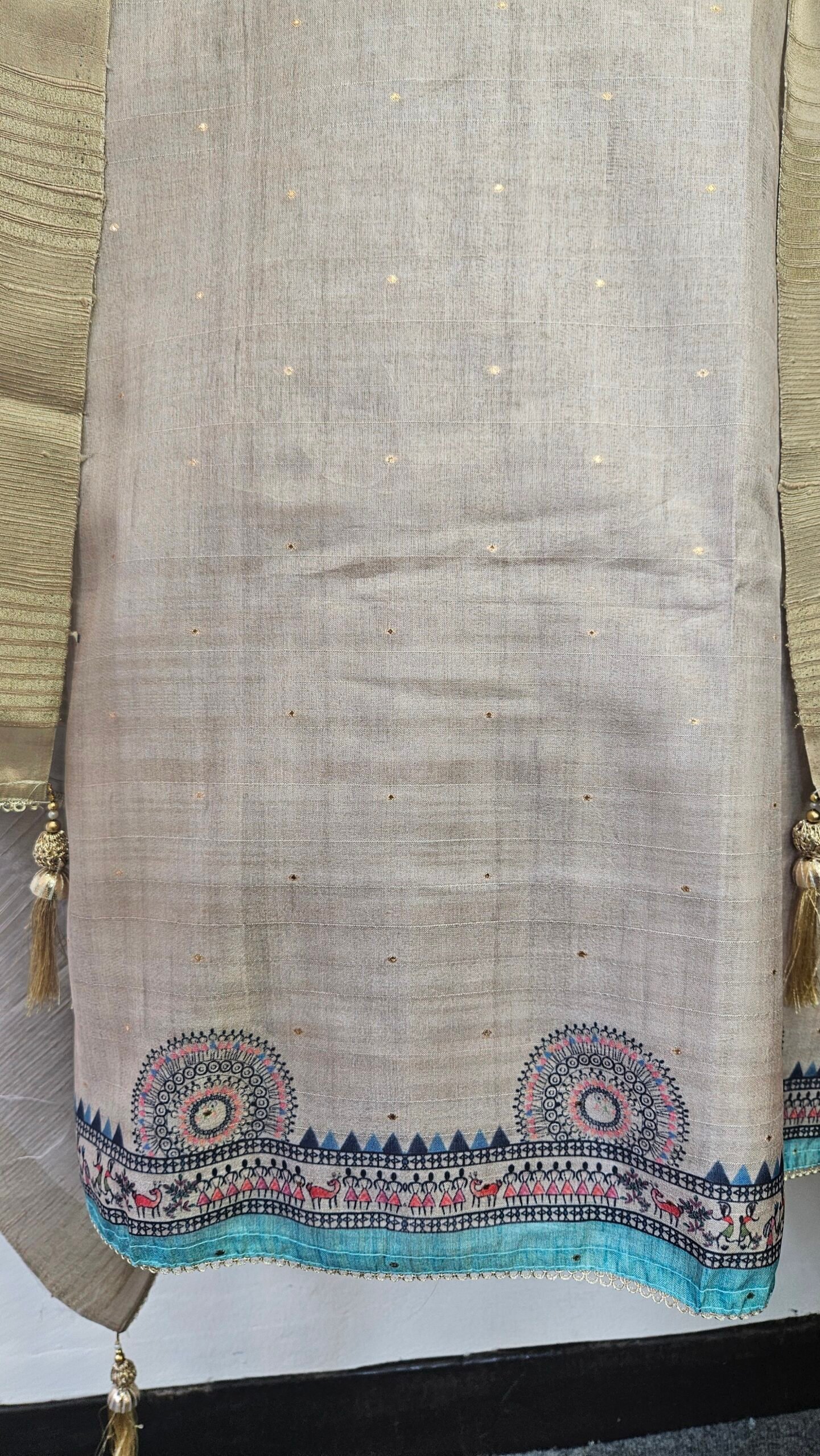 Designer Tussar Silk Dress - Image 4