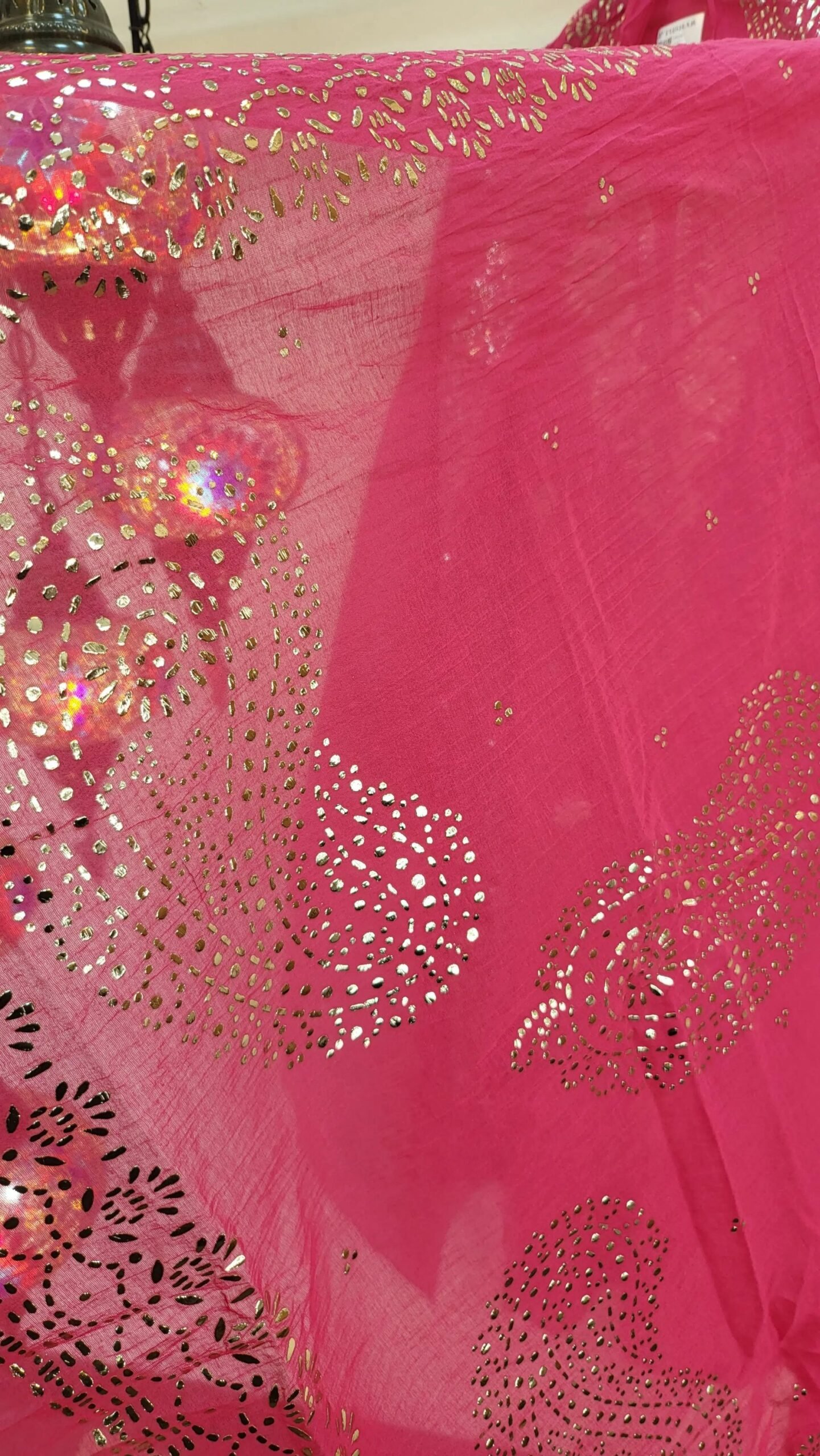 Pure Mul Chanderi Mukaish Pitta Work Dress - Image 4