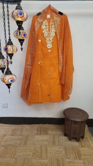 Pure Mul Chanderi Mukaish Pitta Work Dress
