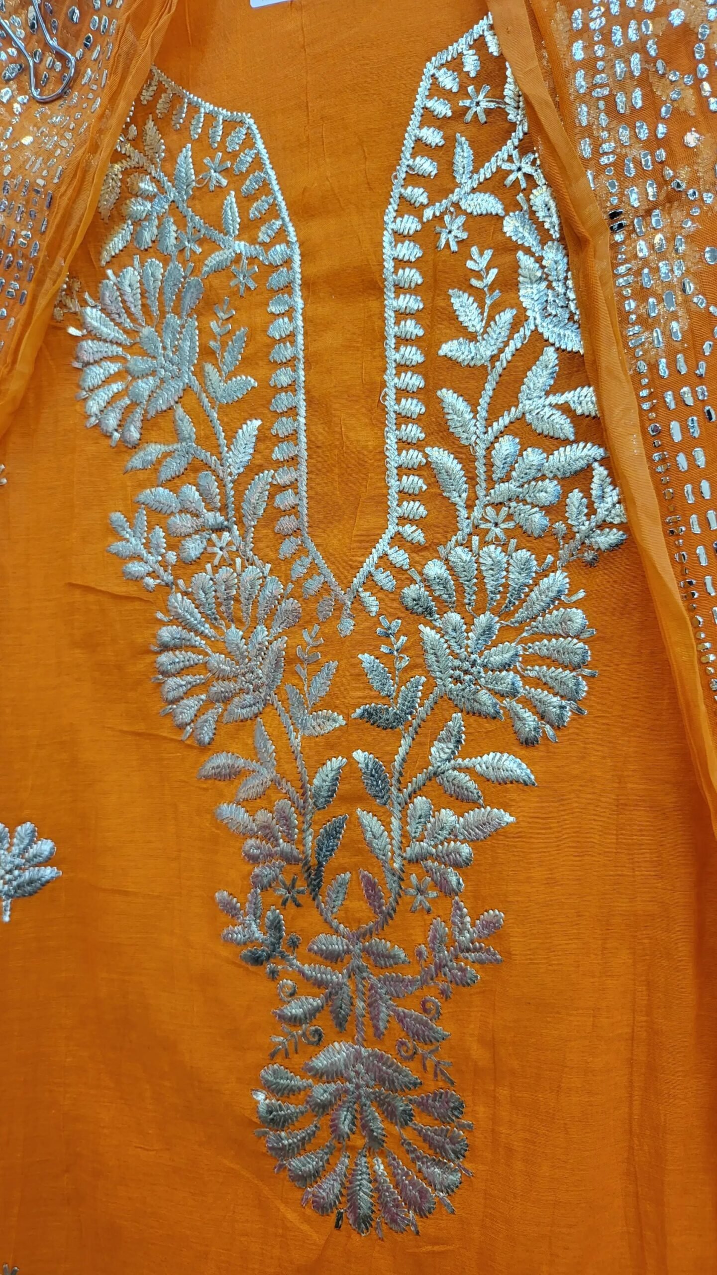 Pure Mul Chanderi Mukaish Pitta Work Dress - Image 2