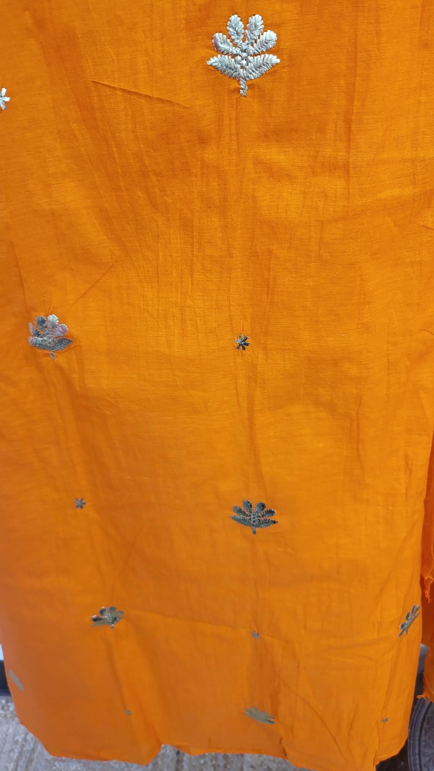 Pure Mul Chanderi Mukaish Pitta Work Dress - Image 3