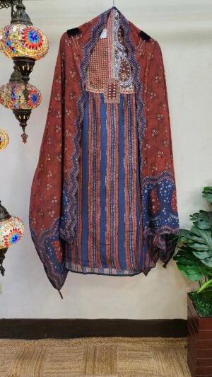 Pure Ajrakh Mul Mul Silk Boutique Dress