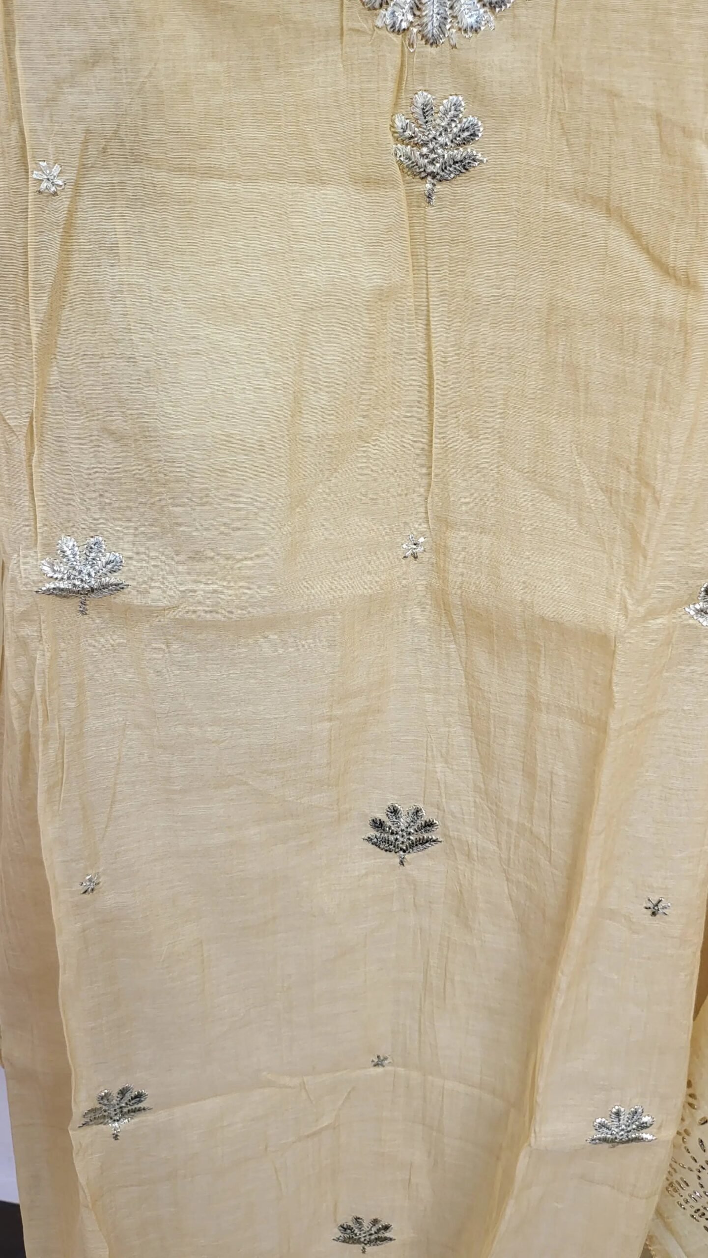 Pure Mul Chanderi Mukaish Pitta Work Dress - Image 4