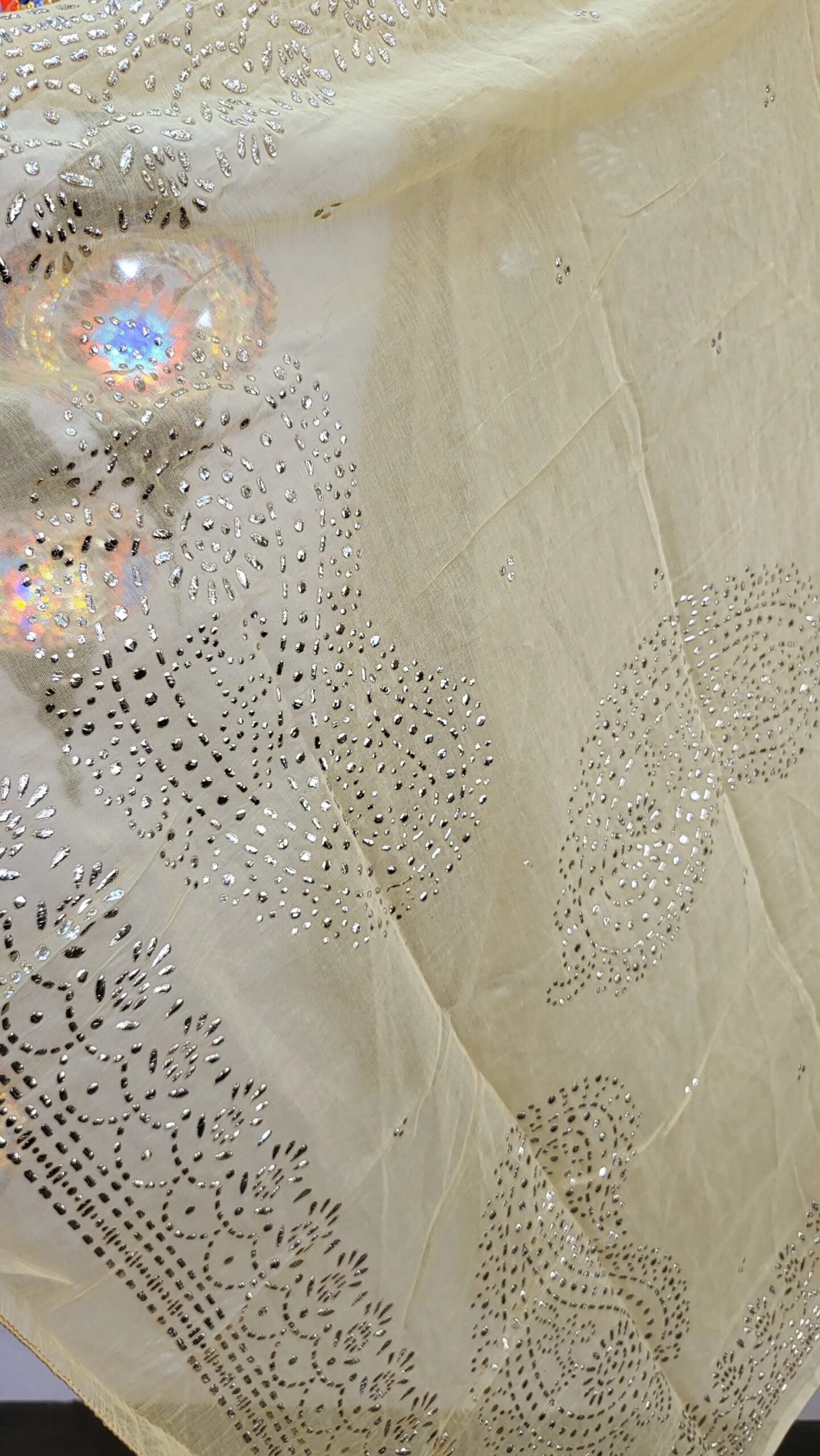 Pure Mul Chanderi Mukaish Pitta Work Dress - Image 5